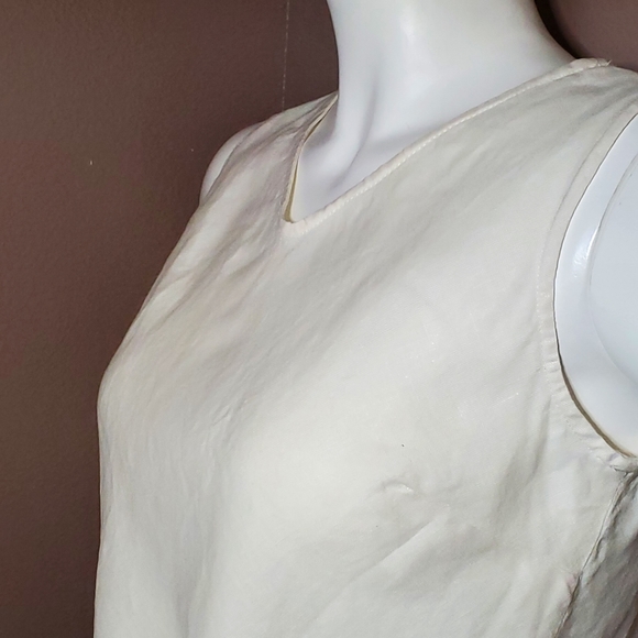 AMANDA SMITH Petite white linen tank top 10P - Picture 3 of 5
